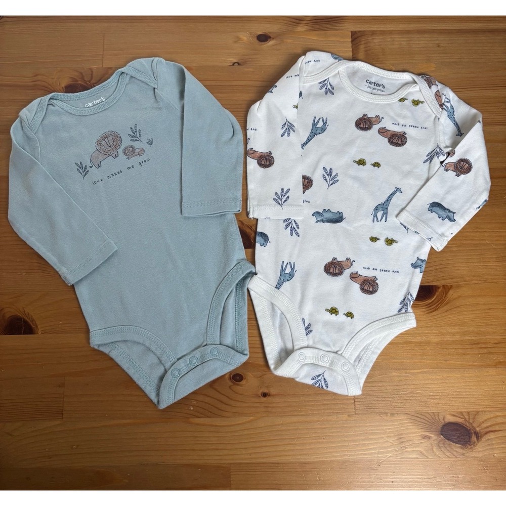 Carter's‎ Just For You Infant Safari Long Sleeve Bodysuit Bundle Size 6 Months